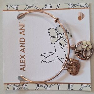 Rose Gold Alex and Ani Hummingbird Charm Bracelet